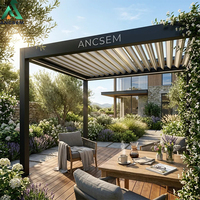 ANCMEM Auvent de terrasse motorisé à lames orientables, abri bioclimatique pour la détente dans la cour, confort et protection solaire