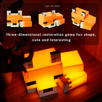 Lampe de nuit 3D en forme de renard, en ABS, décoration Minecraft, cadeau créatif d'anniversaire, lumière LED pour animaux de compagnie