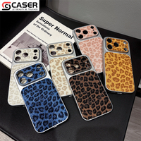 Coque de téléphone pour iPhone 17/16/15, motif léopard pailleté, transformation instantanée en grande fenêtre, style luxueux, antichoc