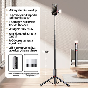 Mini điện thoại thông minh Monopod di động ngoài trời Selfie Stick với có thể gập lại Tripod ánh sáng không Dây nối dài từ xa Tương thích iPhone - Product Image 6