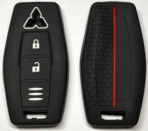 Housse de clé de voiture en silicone à texture nid d'abeille, antidérapante, antichoc, avec bande rouge, compatible avec <span class=keywords><strong>Renault</strong></span> - Product Image 3
