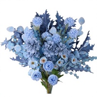 EG-ALR-BL03 2026 Fleurs artificielles en soie douce au toucher réel, style ciel et mer estival, pour allée de mariage, Hortensia bleu