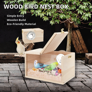 Caja de cría de <span class=keywords><strong>pájaros</strong></span> de madera pequeña moderna, accesorio de jaula de <span class=keywords><strong>pájaros</strong></span> con patrón de animales elegante <span class=keywords><strong>para</strong></span> muebles de casas pequeñas de periquito - Product Image 4