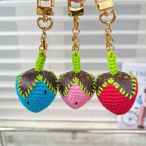 Handmade Crochet Strawberry Keychain Colorful Knitted Fruit Pendant Cute Bag Accessory Sweet Gift for Food Lovers - Product Image 1