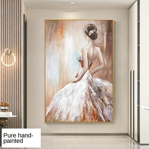 Décor de salon de luxe peint à la main à l'huile fille dos Figure Texture tenture murale pour entrées et chambres - Product Image 2