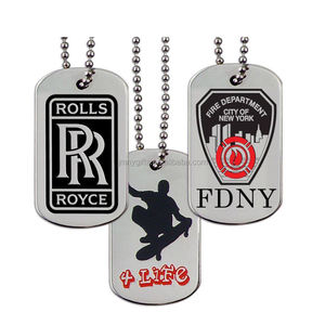 Tag Anjing Terukir Laser Log Murah Kustom Bentuk Pasangan Dicap Logam Tag Anjing Kosong dengan Rantai Bola - Product Image 2