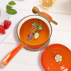 Ensemble de casseroles et poêles <span class=keywords><strong>en</strong></span> <span class=keywords><strong>fonte</strong></span> émaillée mignonnes, 15 cm, poêle multifonction pour frire, faire bouillir, cuire au four, couleurs assorties - Product Image 6