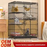Enclos d'élevage multi-niveaux en fil métallique pour intérieur, avec plateforme, grande villa de luxe sécurisée, cage à chat en fer durable et portable