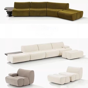 Nouveau canapé modulaire incurvé en tissu chenille ERNEST de style italien, mousse à haute densité pour petits/grands espaces, hôtels, clubs - Product Image 2
