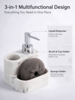 Distributeur de savon effet marbre en polyrésine, pompe manuelle, flacon rechargeable pour évier de cuisine, lavage des mains, savon à vaisselle