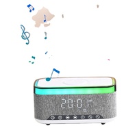 Pengisi Daya Nirkabel Cepat 15W Terlaris Lampu Malam LED RGB Jam Alarm Digital Portabel Speaker Multifungsi