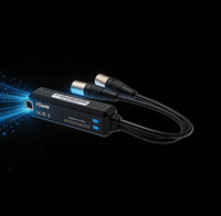 Dante 2Ch Analog Output Dongle 24-bit 96kHz PoE 802.3af XLR MALE-MALE Konverter Audio Profesional Audio Latensi 1-5ms