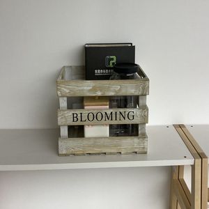 OEM Storage <b>Crate</b> Wood Antique Pine Painted Beige Black Brown Laser Wooden <b>Crate</b> for Home Decoration - Product Image 4