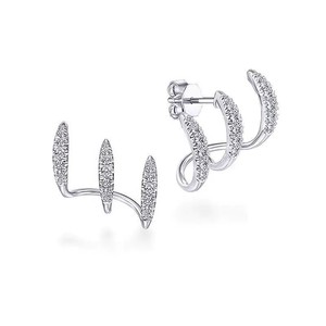 Pendientes curvos de 3 capas con diamantes de imitación, estilo minimalista, diseño de arco, para mujer - Product Image 2