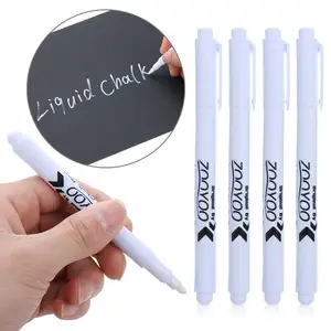 Caneta marcador de vidro, 1/2/3/4 unidades, líquido branco, giz, quadro-negro, adesivos de tinta líquida usado no quadro-negro, caneta branca