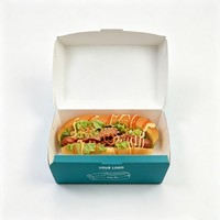 Boîte à hot-dogs en papier kraft imprimée sur mesure pour les restaurants de rue, emballage résistant à la graisse pour les corn-dogs à emporter