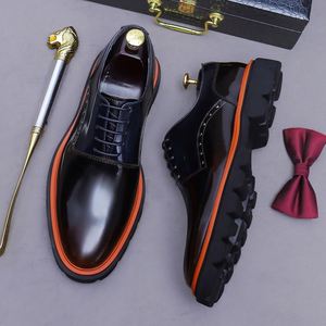 Chaussures habillées de luxe originales pour hommes en cuir véritable, pour mariage, bureau, soirée, avec semelle intérieure amovible, respirantes et confortables, bout carré - Product Image 2