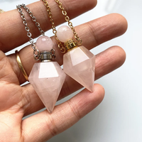 Collier pendentif en pierre de bouteille de parfum en forme de losange naturel pour femmes