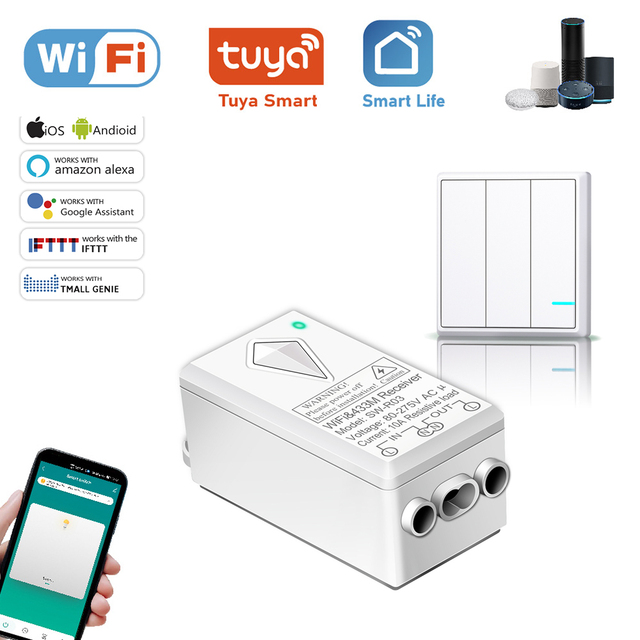 Tuya Smart APP Remote Control Light Smart Switch With Load Short Circuit Protection Wireless Smart Wall Switch