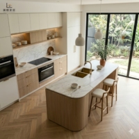 Armoires de cuisine modulaires multifonctionnelles en bois massif, design moderne, haute qualité pour la rénovation de la cuisine à domicile, fourniture d'usine