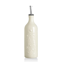 Bouteille distributrice d'huile d'olive en céramique personnalisée, bouteille d'huile opaque en céramique avec bec verseur pour la maison