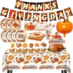 新しいトルコの日感謝祭のパーティー装飾的な食器セット旗バナー紙皿紙ナプキンカップケーキ感謝祭のパーティーキット