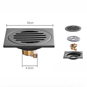 Desagüe de Piso Rectangular Moderno de 4 Pulgadas, Negro Mate, Anticorrosión, para Baño, con Conexión Roscada - Product Image 3