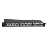 Panel de Conexión Ethernet CAT 6 CAT6 UTP de 19 Pulgadas 1U con 24 Puertos DIN y Conector Keystone RJ45