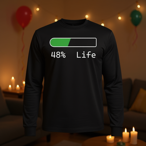 T-shirt a maniche lunghe per il 48° compleanno con la scritta Life Percentage - Product Image 3