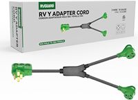 Kabel Adaptor RV Y 50 Amp Male Dua 30 Amp Female |   Pegangan Pemutus Sambungan Stopkontak Betina TT-30R dengan Steker Jantan 14-50P (Hijau/Hitam)