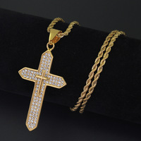Collier croix en diamant pour homme style Hip Hop, plaqué or, bijoux raffinés