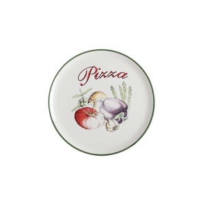 Piatto per Pizza in Ceramica 32cm con Design Funghi Pomodoro Aglio - Product Image 1