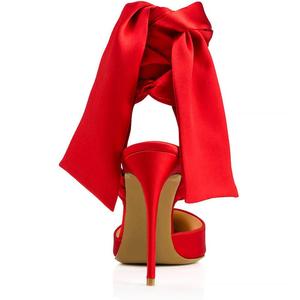 Women Pointed Toe Elegant Stilettos Ladies <b>Red</b> Satin Party High <b>Heels</b> Pumps - Product Image 5