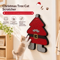 Griffoir pour chat en carton ondulé mural festif en forme de sapin de Noël pour l'entretien des griffes des chats d'intérieur et la décoration des fêtes