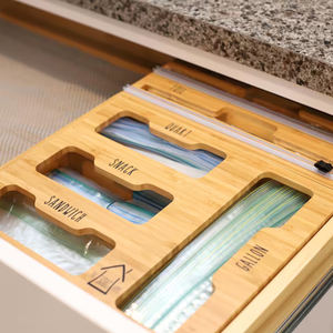 Distributeur de sacs de <span class=keywords><strong>rangement</strong></span> en bois et de papier aluminium, support en bambou pour l'organisation de la cuisine, pour rouleaux de 12 pouces - Product Image 3