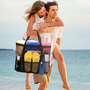 <span class=keywords><strong>Sac</strong></span> <span class=keywords><strong>de</strong></span> <span class=keywords><strong>plage</strong></span> transparent personnalisé imperméable à l'eau pour femmes <span class=keywords><strong>sac</strong></span> à provisions en maille écologique hawaïenne recyclée - Product Image 5