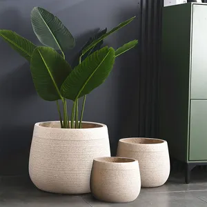 Dia 23cm Small Plant Pot Wholesale Price Fiber Clay Flower Pots & Planters 46cm Large Outdoor Indoor Flower Pots and Planters