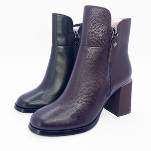 Neueste Damen-Lederstiefel Herbst und Winter Spitze Stiefel mit Dickem Absatz Seitlicher Reißverschluss Hoher Absatz Warme Damenstiefel - Product Image 2