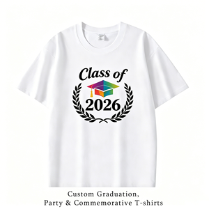 T-shirt vierge 100 % coton, chemises personnalisées en petite série pour fête de remise des diplômes, vêtements personnalisés souvenirs de <span class=keywords><strong>classe</strong></span> - Product Image 2