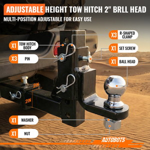 AUTOBOTS Schwerlast-Stahl 2-Zoll Aluminium-Anhängerkupplung Verstellbare Anhängerkupplung Mit Verriegelung Verstellbare Kugelkopfkupplung - Product Image 2