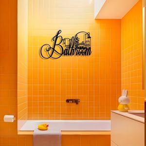 Decorazione da <span class=keywords><strong>parete</strong></span> moderna in metallo per il bagno - Elegante insegna minimalista per il bagno, per casa, ufficio, <span class=keywords><strong>soggiorno</strong></span>, cucina, regalo - Product Image 5