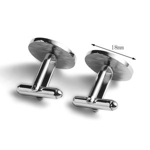 Mancuernillas de camisa de ajuste delgado con logotipo negro de esmalte epoxi suave de diseño redondo simple - Product Image 3