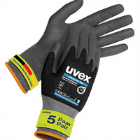 Gants de travail unisexes Uvex Phynomic XG - Extensibles et résistants à l'abrasion - Mousse Aqua-Polymer Xtra Grip (Lot de 5)