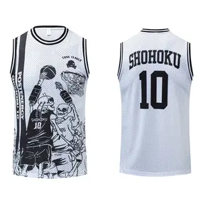 Venta al por mayor jersey de baloncesto de anime-Camiseta de baloncesto con estampado de SHOHOKU 10 para hombre, ropa de película de Anime, Retro, blanca, barata