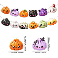 Guirlande décorative Halloween « Dim Sum » en forme de petits pains vapeur, idéale pour fêtes, boulangeries et restaurants – Nouveauté très prisée