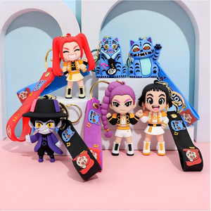 高品質漫画PVCキーホルダーアクセサリーアニメデモンハンターズ3Dラバーキーホルダー - Product Image 1