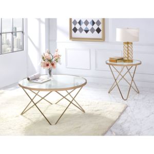 Dessus en verre dépoli et table basse finition champagne DB Valora - Product Image 5