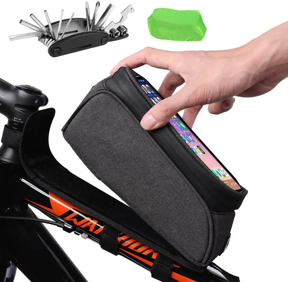 Factory Hot Sale Well Designed Personalized Bike Frame Front Waterproof Bicycle Phone Pouch Bag with Multi-Function Cycling