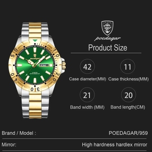 POEDAGAR 959 2024 orologio al quarzo di lusso da uomo uomo orologio luminoso impermeabile orologio orologio in acciaio inossidabile orologio personalizzato - Product Image 3
