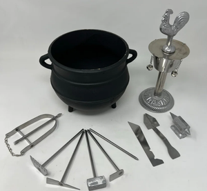 Venta al por mayor barato duradero hierro fundido negro Metal Oggun hierro caldero <span class=keywords><strong>olla</strong></span> Ogun <span class=keywords><strong>olla</strong></span> para santería herramientas religiosas Oggun Caldero 6,5'' - Product Image 3